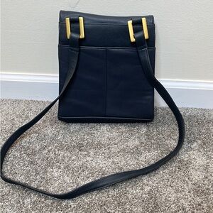 Navy Leather Crossbody Bag Vintage